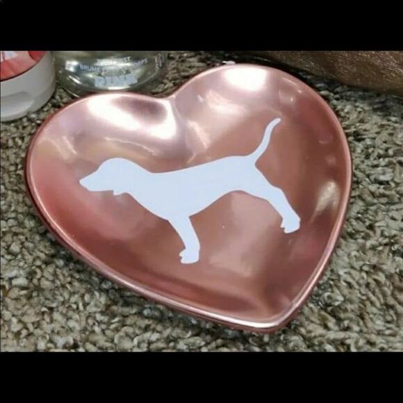 NEW VICTORIA'S SECRET PINK METALLIC ROSE GOLD Dish - Picture 1 of 4